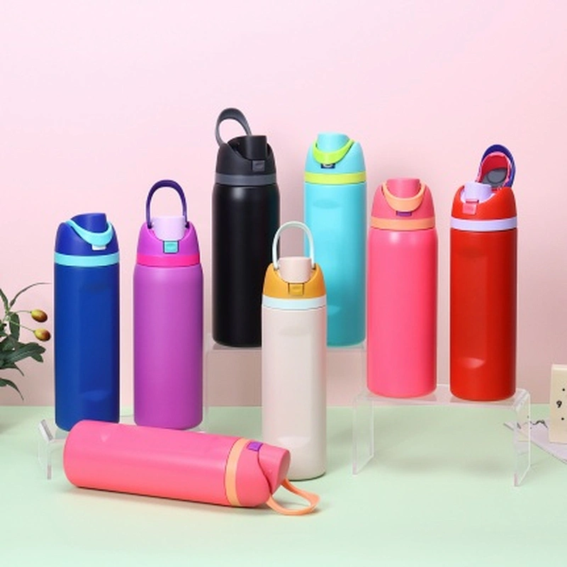 16 OZ 19 OZ  24 OZ 32 OZ Owala shape double wall stainless steel water bottle, plastic lid with handle